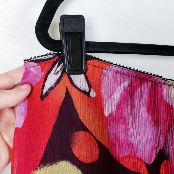 Chicos 100% Silk Midi Skirt Womens XL Wearable Art Flowy Maximalist Boho Resort - Picture 3 of 9